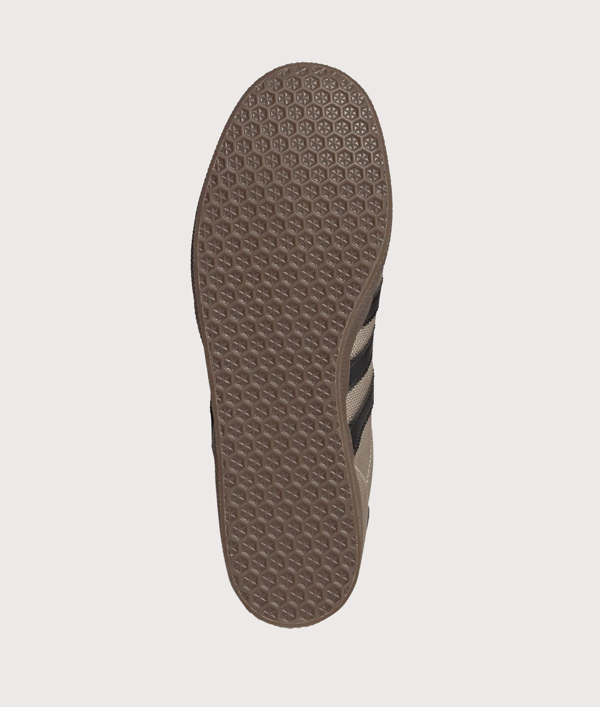 adidas Originals Cordura Gazelle Trainers in Khaki Three, Core Black and Gum 5 at EQVVS Menswear. Tread shot.
