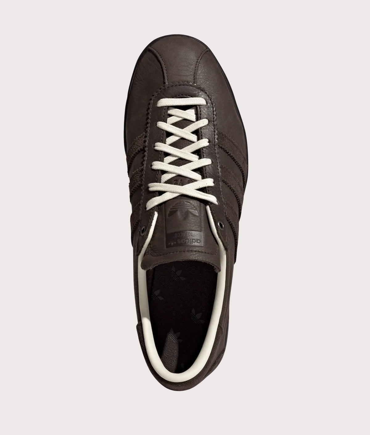 adidas Original Tobacco Trainers in Dark Brown, Aurora Coffee and Core Black at EQVVS Menswear. Top shot.