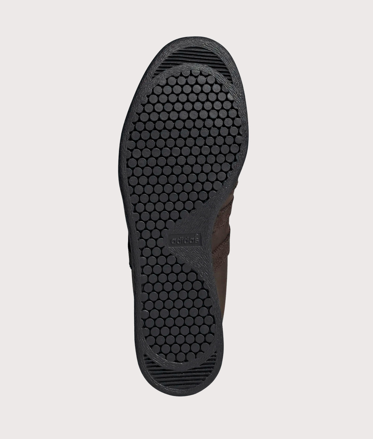 adidas Original Tobacco Trainers in Dark Brown, Aurora Coffee and Core Black at EQVVS Menswear. Tread shot.