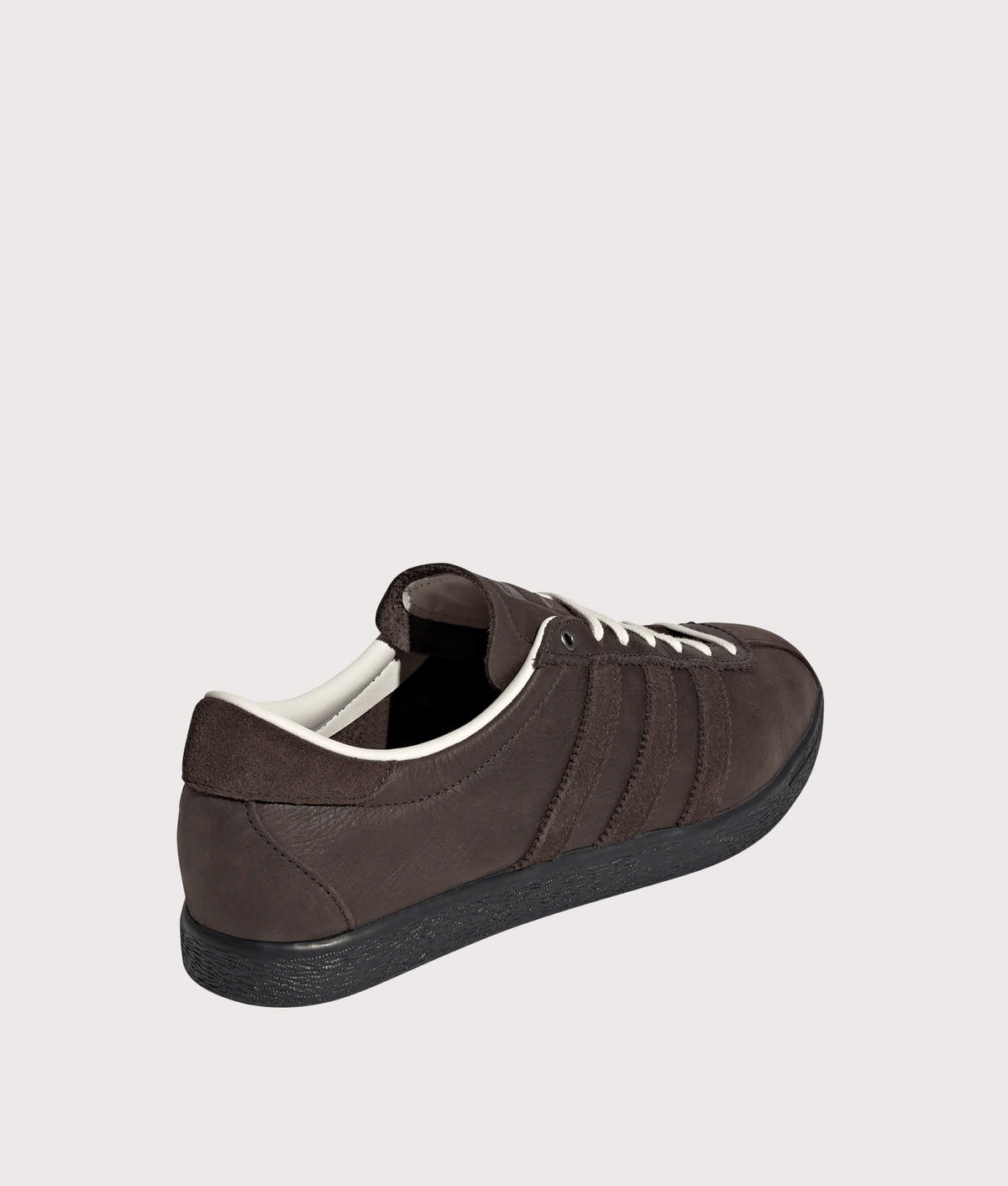 adidas Original Tobacco Trainers in Dark Brown, Aurora Coffee and Core Black at EQVVS Menswear. Angled back shot.