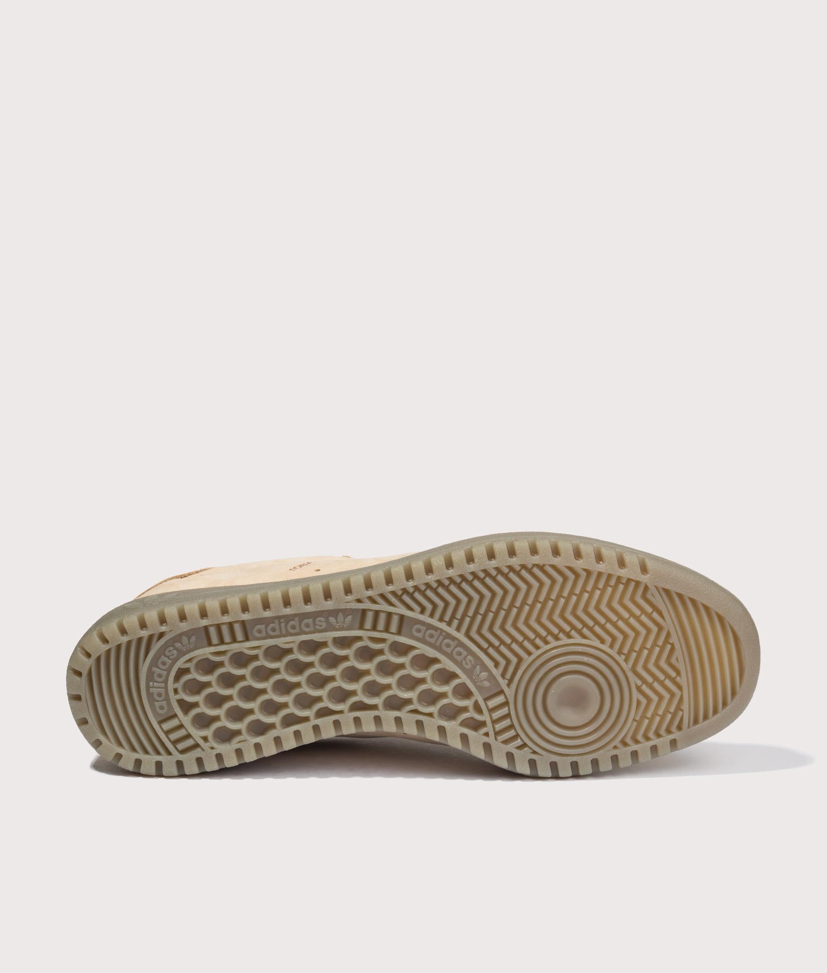 adidas Originals Tobacco Super Trainers in Warm Sandstone, Khaki Six and Cargo Brown at EQVVS Menswear. Tread shot.