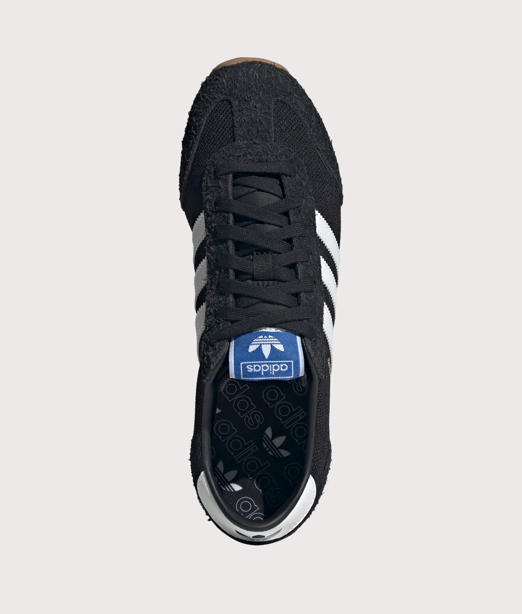 adidas Originals 1609ER RS Trainers in Core Black, Footwear White and Gold Metallic at EQVVS Menswear. Top shot.