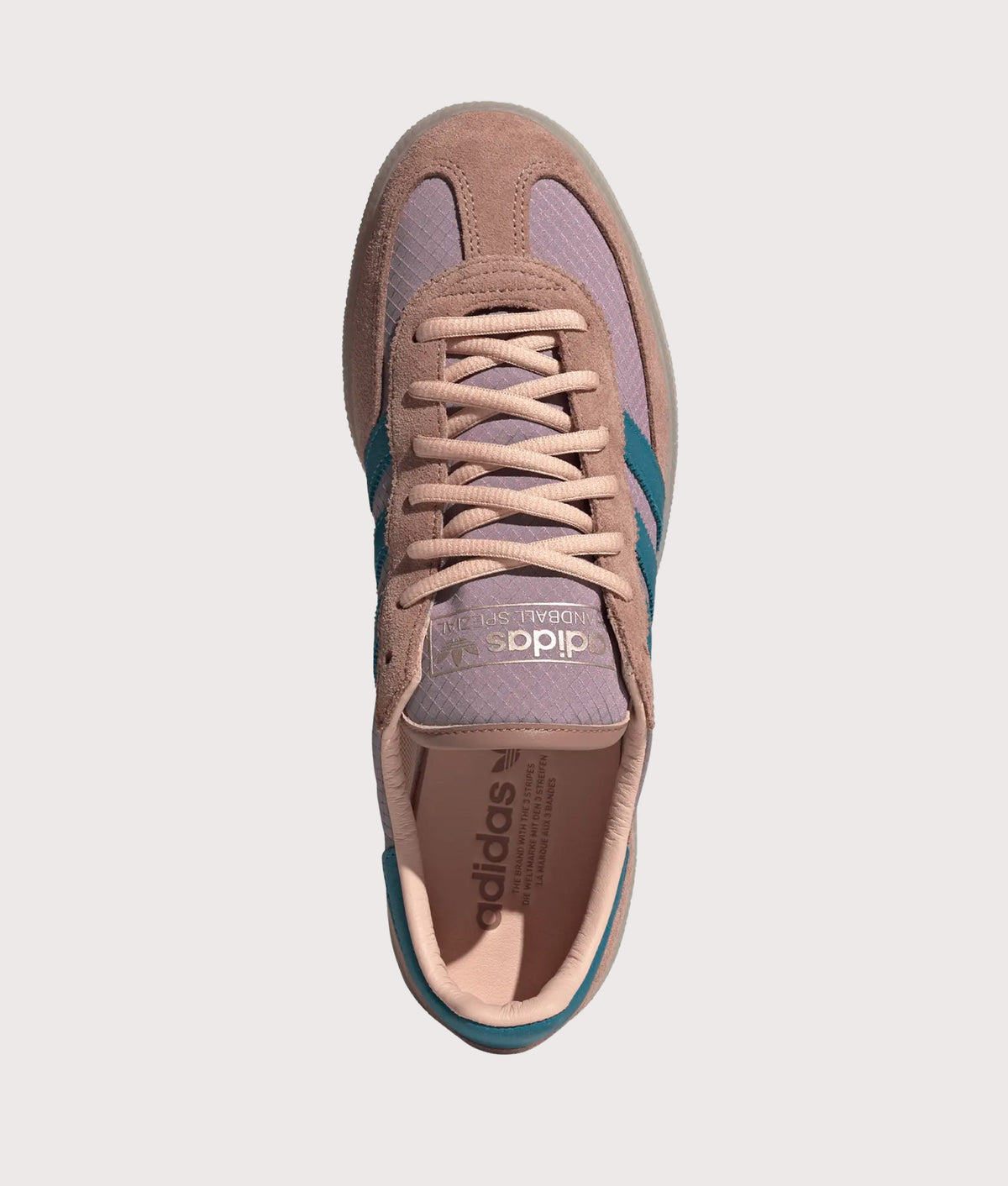 adidas Originals Handball Spezial Trainers  in Warm Clay at EQVVS Menswear. Top shot.
