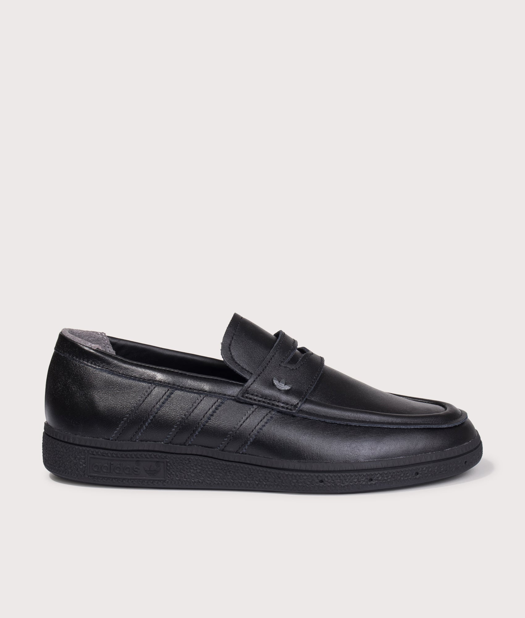 adidas Originals Handball Spezial Loafers in Core Black at EQVVS Menswear. Side shot.