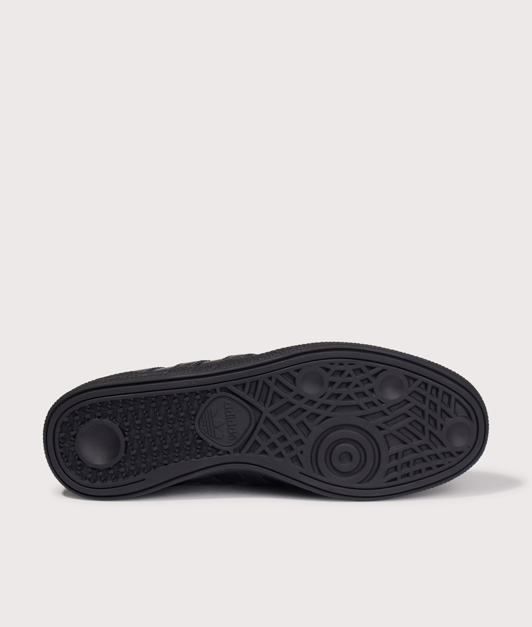 adidas Originals Handball Spezial Loafers in Core Black at EQVVS Menswear. Tread shot.