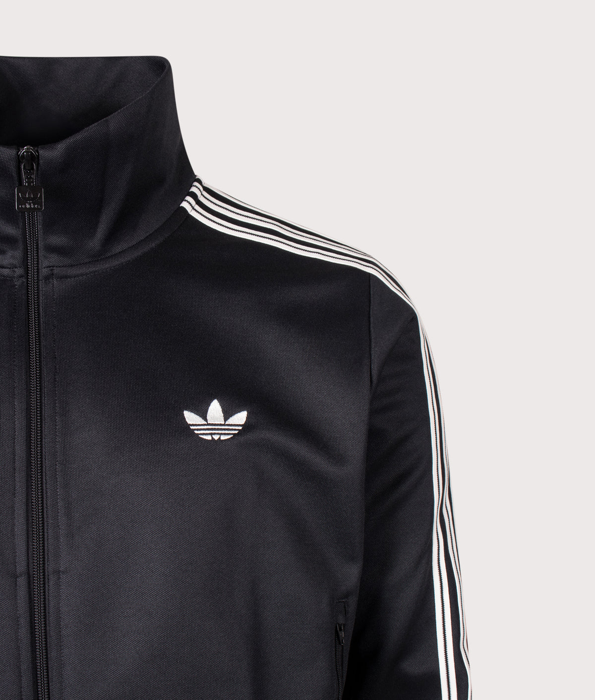 adidas Originals Beckenbauer Cropped Track Top in Black at EQVVS Menswear. Detail shot.