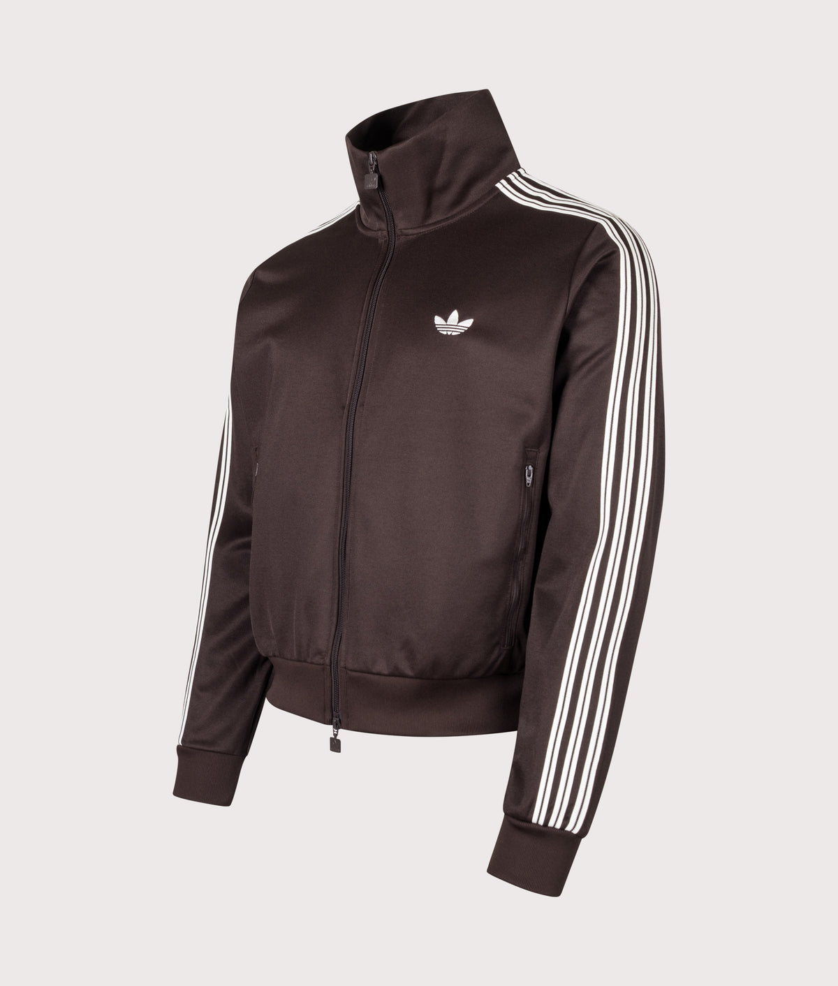 adidas Originals Beckenbauer Cropped Track Top in Aurora Coffee at EQVVS Menswear. Angled front shot.