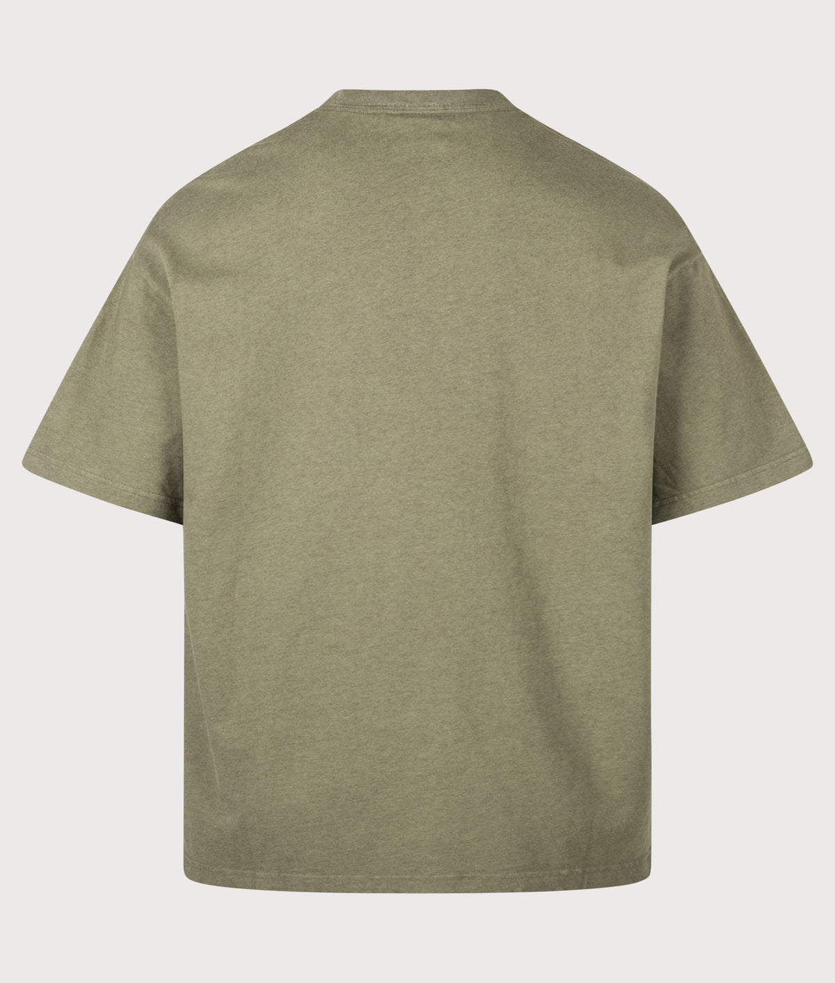 adidas Originals Loose Fit Trefoil Essentials Washed T-Shirt in Olive Strata at EQVVS Menswear. Back shot.