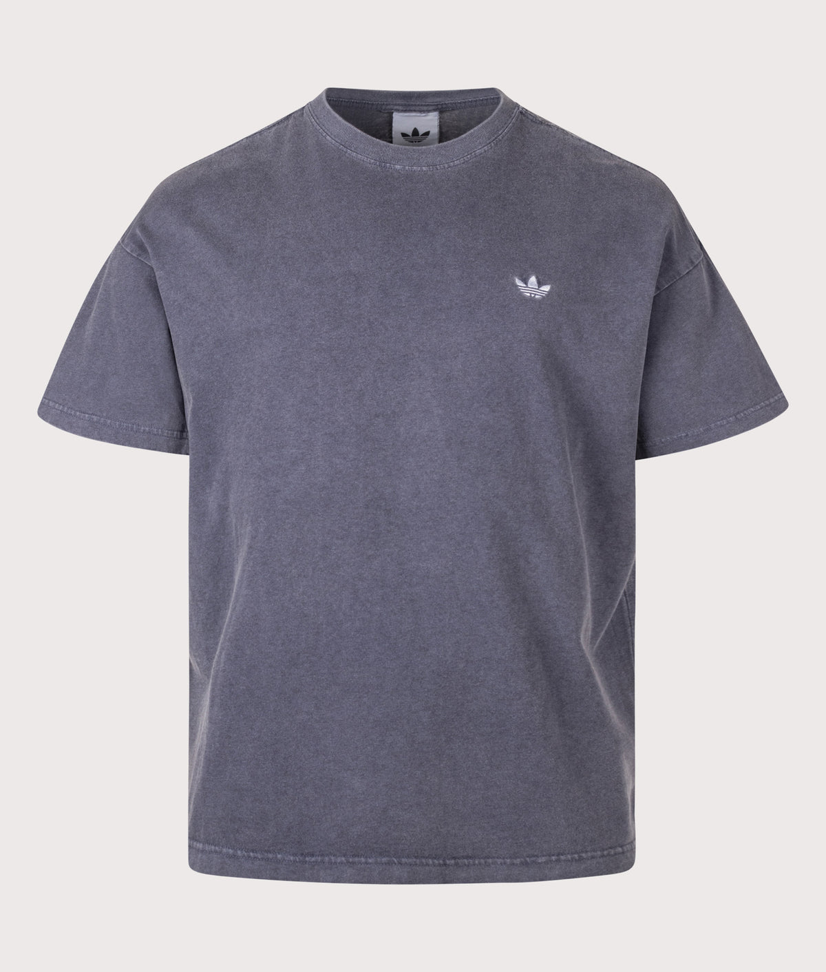 adidas Originals Loose Fit Trefoil Essentials Washed T-Shirt in Dark Blue at EQVVS Menswear. Front shot.