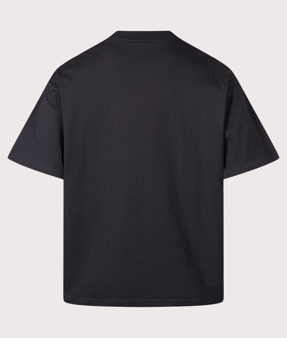 adidas Originals Oversized Trefoil Essentials T-Shirt in Black and Samba Blue at EQVVS Menswear. Back shot.