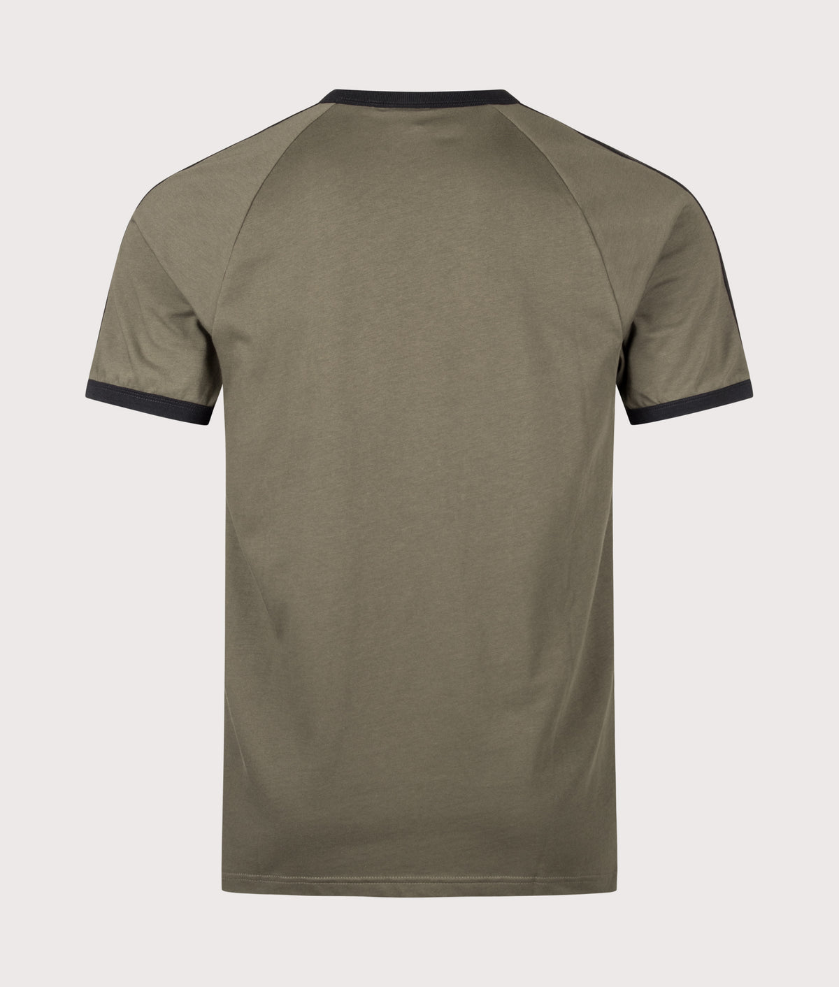 adidas Originals 3 Stripes T-Shirt in Branch and Black at EQVVS Menswear. Back shot.