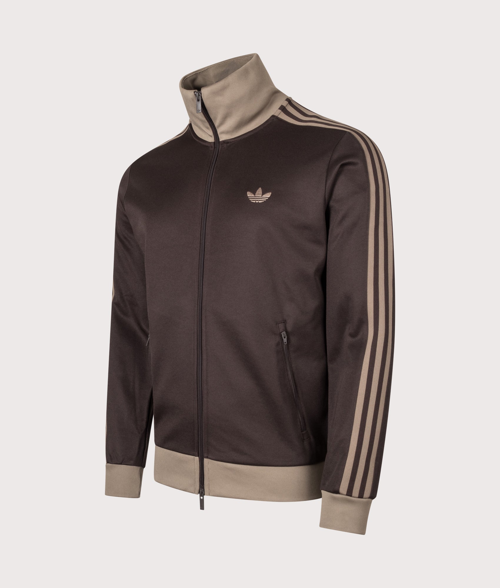 adidas Originals Beckenbauer Classic Track Top in Aurora Coffee at EQVVS Menswear. Angled front shot.