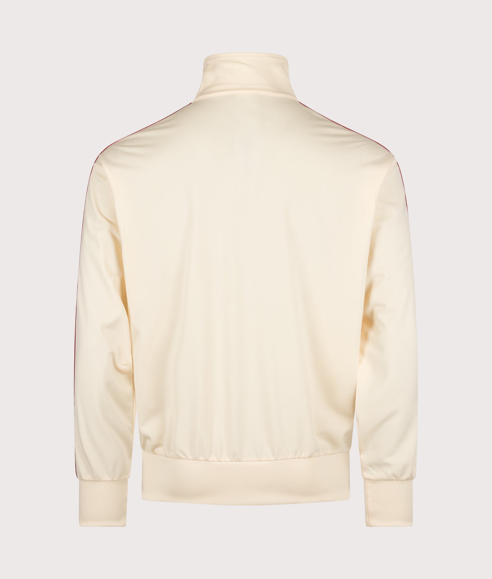 adidas Originals Loose Fit Firebird Track  in Warm Vanilla and Team Victory Red at EQVVS Menswear. Back shot.