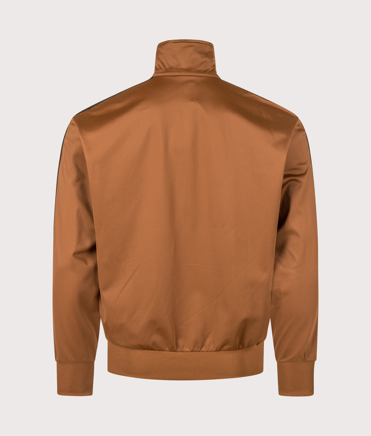 adidas Originals Loose Fit Firebird Track Top in Dusky Bronze and Aurora Coffee at EQVVS Menswear. Back shot.