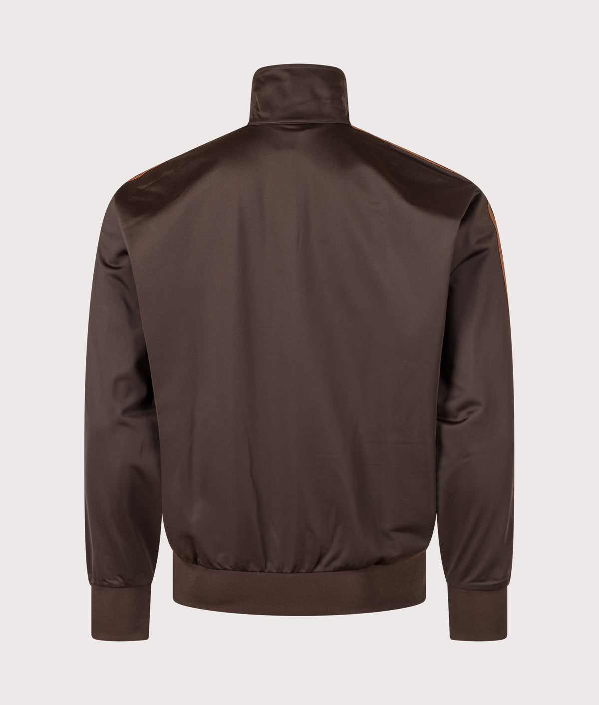 adidas Originals Loose Fit Firebird Track Top in Aurora Coffee and Dusky Bronze at EQVVS Menswear. Back shot.