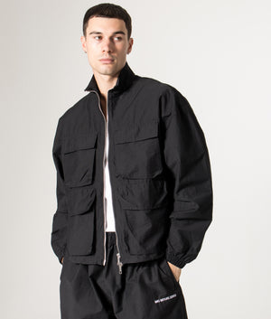 Track Jacket in Black | MKI MIYUKI ZOKU | Shot at EQVVS | Front model shot 