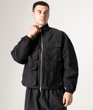 Track Jacket in Black | MKI MIYUKI ZOKU | Shot at EQVVS | Front model shot 