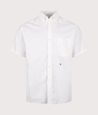 Relaxed fit Button Down Wind Short Sleeve Shirt: White 