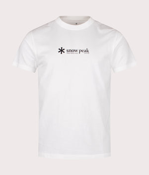 Snow Peak Soft Cotton Logo T-Shirt in white at EQVVS Menswear. Front shot.