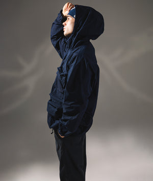 Indigo C/N Parka in Indigo | Snow Peak | EQVVS | Side model shot 