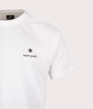 New Standard Logo T-Shirt in Off White. Cotton blend | Snow Peak | Shot at EQVVS |  Front detail shot 