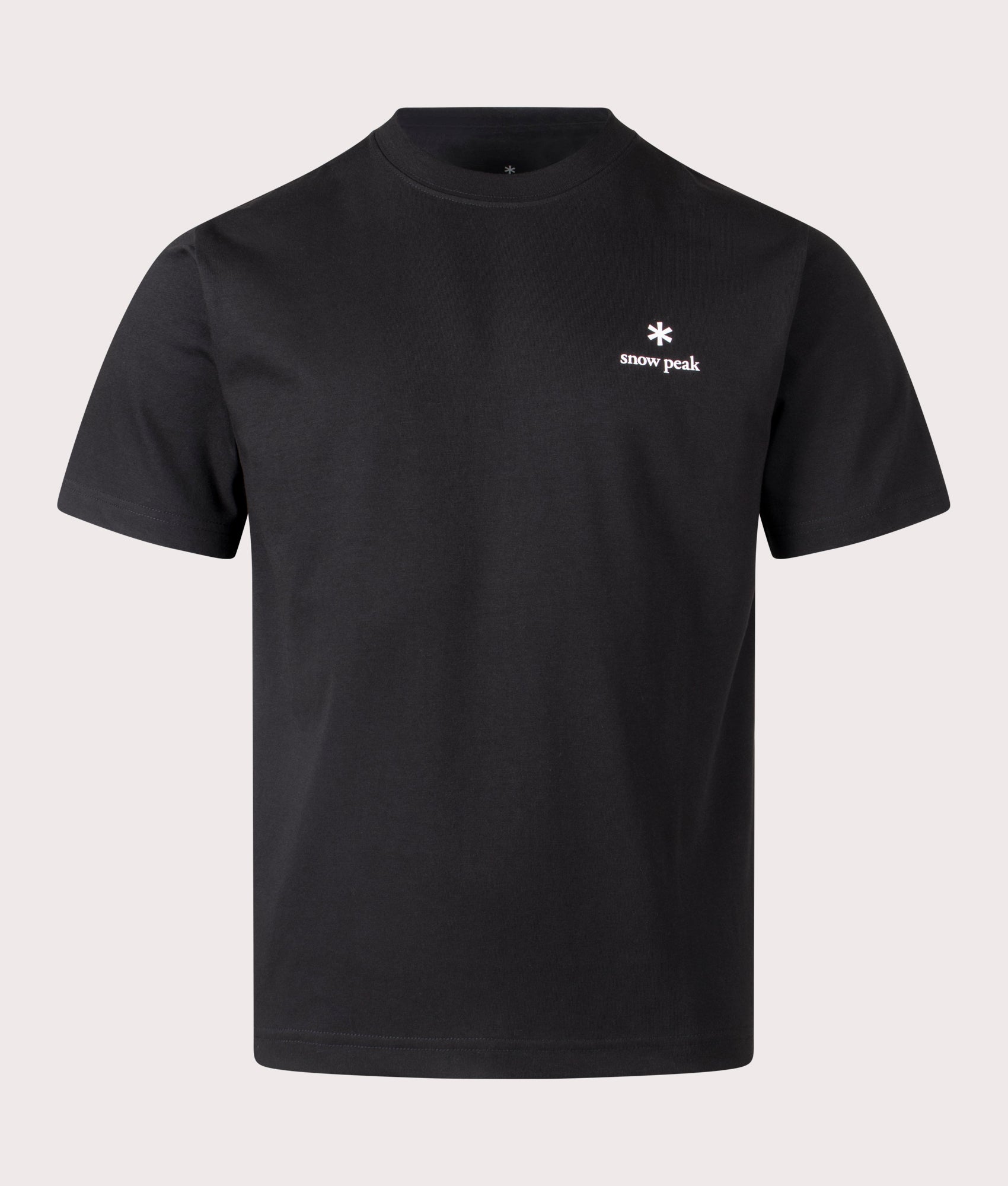 New Standard Logo T-Shirt in Black. Cotton blend | Snow Peak | Shot at EQVVS | Front shot
