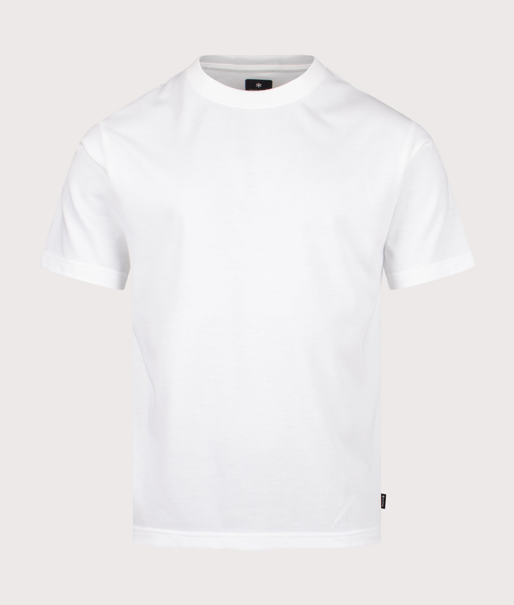 Snow Peak New Standard Back Printed Logo T-Shirt in Off White at EQVVS Menswear. Front shot.