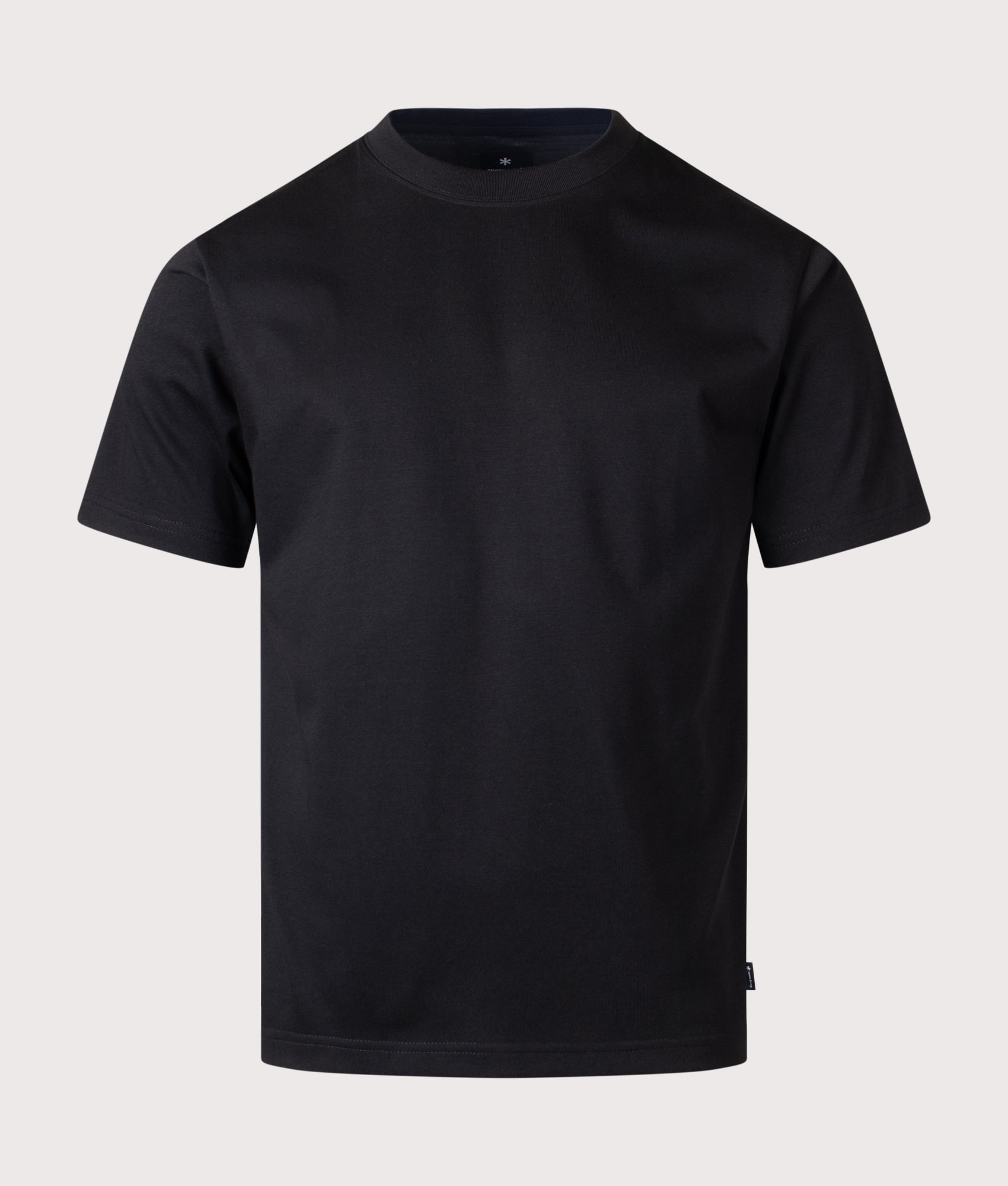Snow Peak New Standard Back Printed Logo T-Shirt in Black at EQVVS Menswear. Front shot.