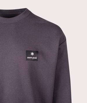Square Logo Sweatshirt in Charcoal. Cotton-blend | Snow Peak | Shot at EQVVS | Front detail shot 