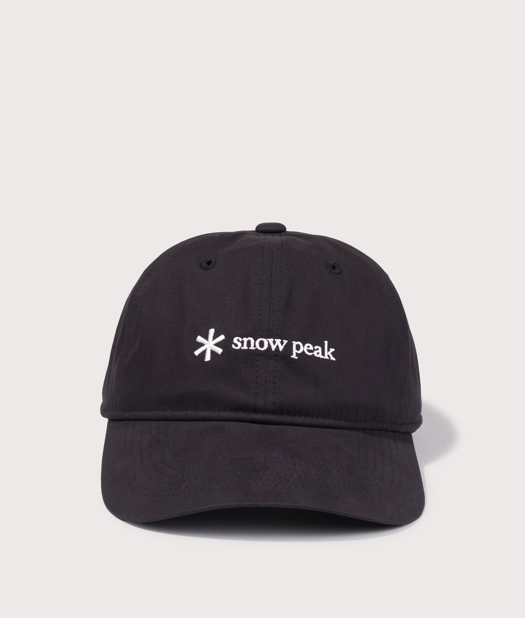 New Standard Logo Cap in Black by Snow Peak. Shot by EQVVS. Front shot.