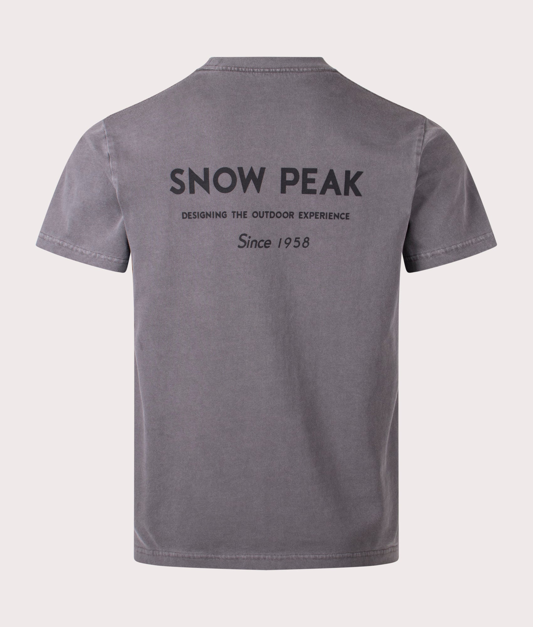 Garment Dyed T-Shirt in Charcoal. 100% Cotton | Snow Peak | Shot at EQVVS | Back shot