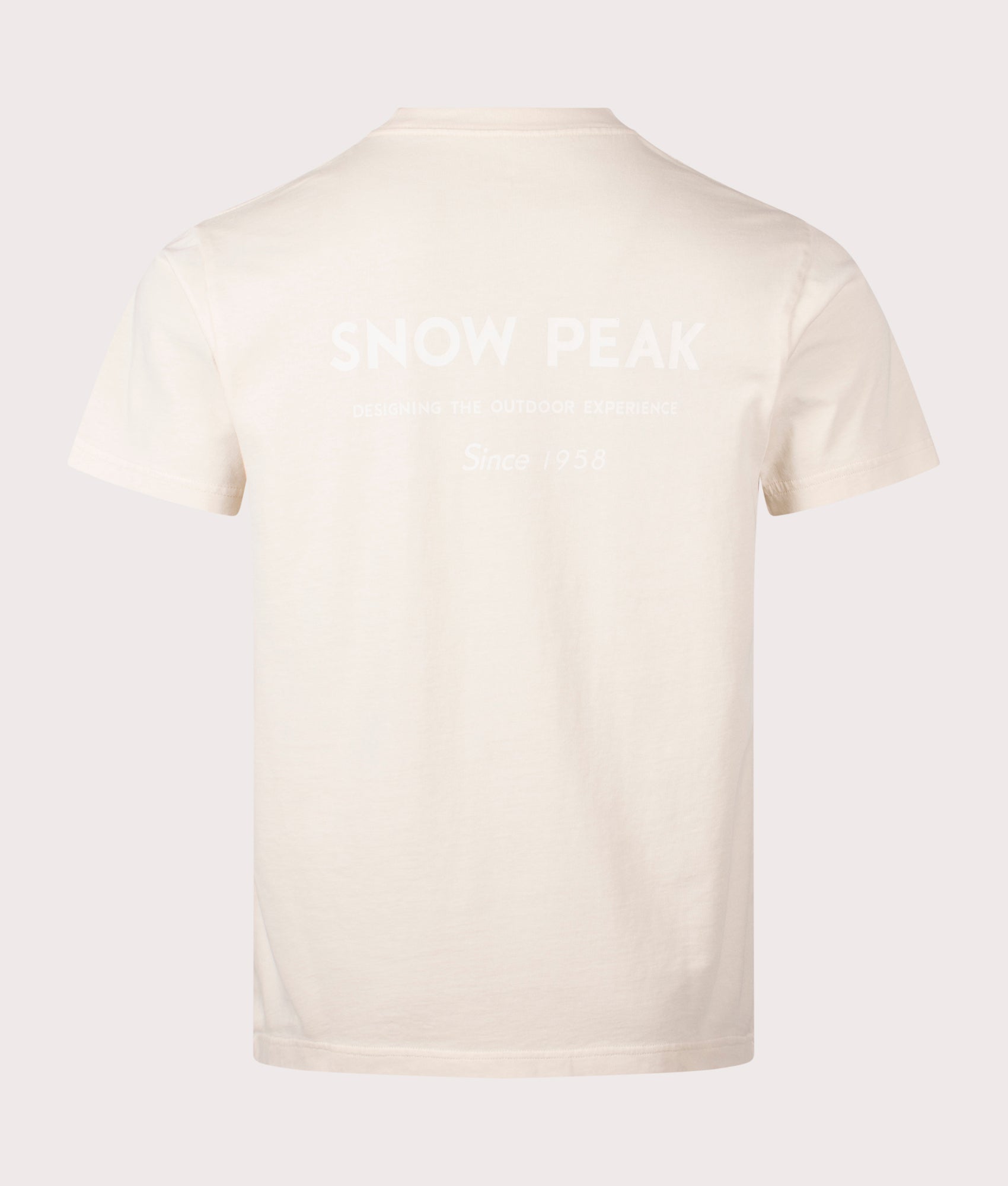 Garment Dyed T-Shirt in Ivory. 100% Cotton | Snow Peak | Shot at EQVVS | Back print 