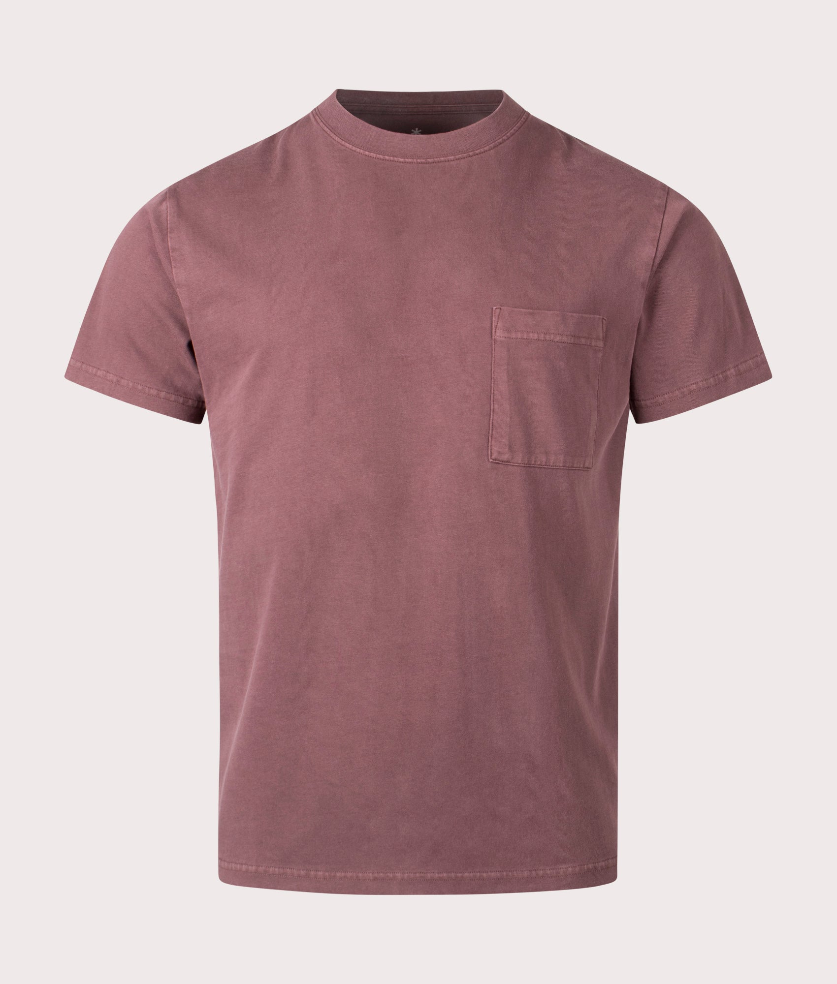 Garment Dyed T-Shirt in Burgundy. 100% Cotton | Snow Peak | Shot at EQVVS | Front shot 