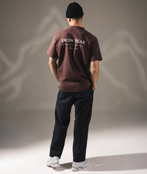 Garment Dyed T-Shirt in Burgundy. 100% Cotton | Snow Peak | Shot at EQVVS | Back model shot 