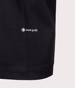 Garment Dyed T-Shirt in Black. 100% Cotton | Snow Peak | Shot at EQVVS | Front detail shot 