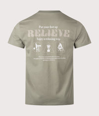 Relaxed Fit Camping Graphic T-Shirt: 066 Olive 
