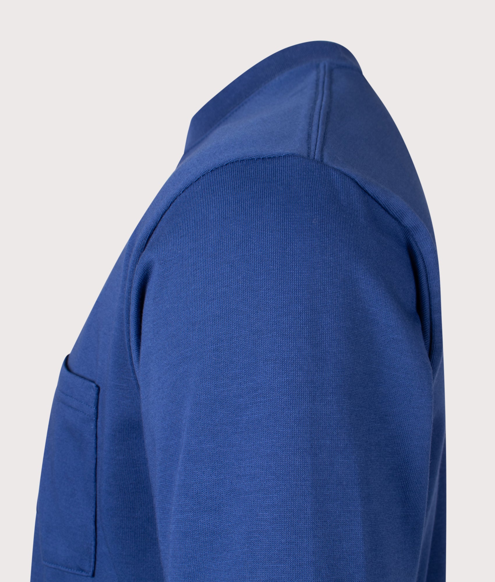 Snow Peak New Standard Pocket T-Shirt in Blue at EQVVS Menswear. Detail shot.