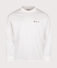 Relaxed Fit Long Sleeve Logo T-Shirt: 002 Off White 