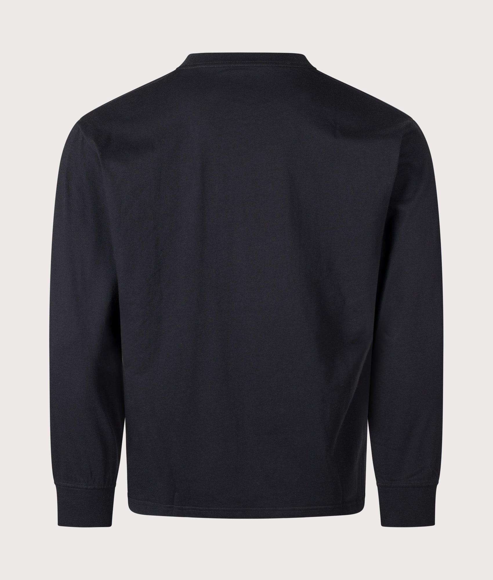 Snow Peak Relaxed Fit Long Sleeve Logo T-Shirt in Black at EQVVS Menswear. Back shot.