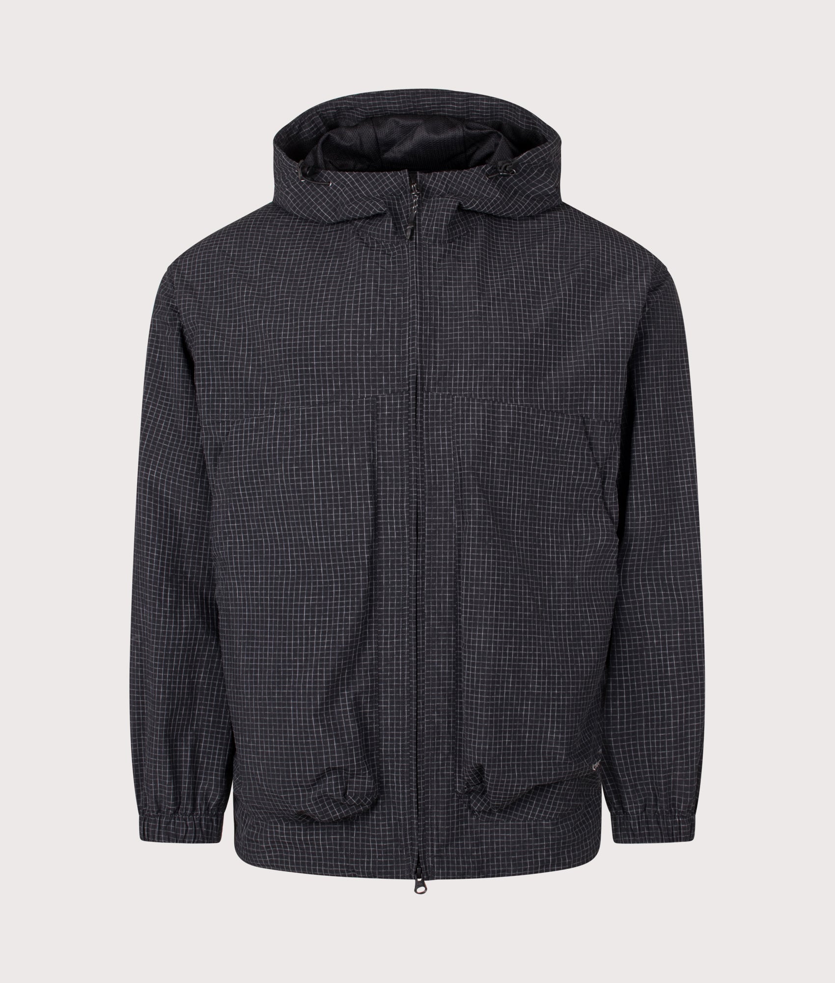 Snow Peak KASURI Ripstop Jacket in Black at EQVVS Menswear. Front shot.