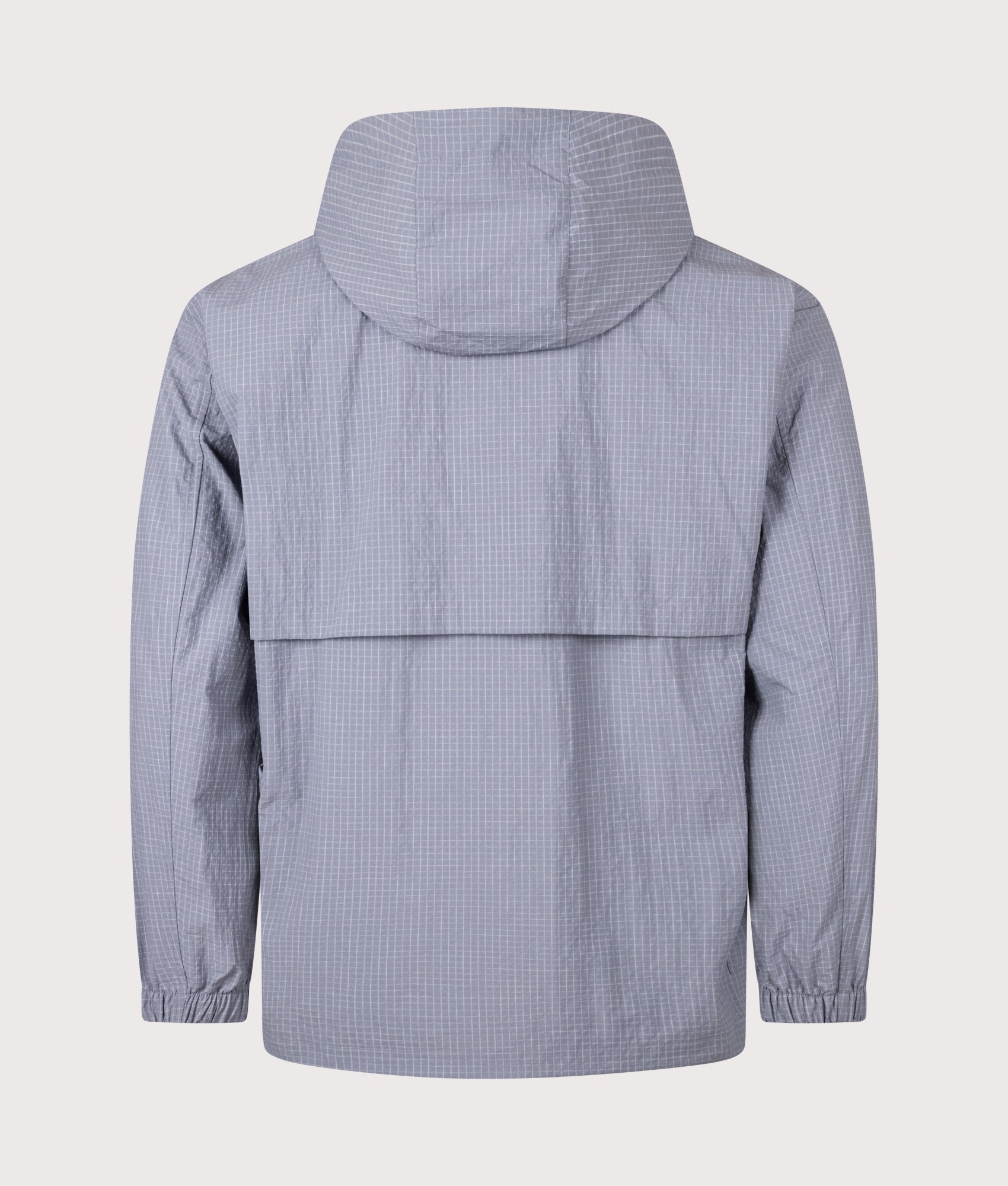Snow Peak KASURI Ripstop Jacket in Light Blue at EQVVS Menswear. Back shot.