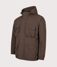 Regular Fit Nylon Double Rip Jacket: 033 Dark Brown 