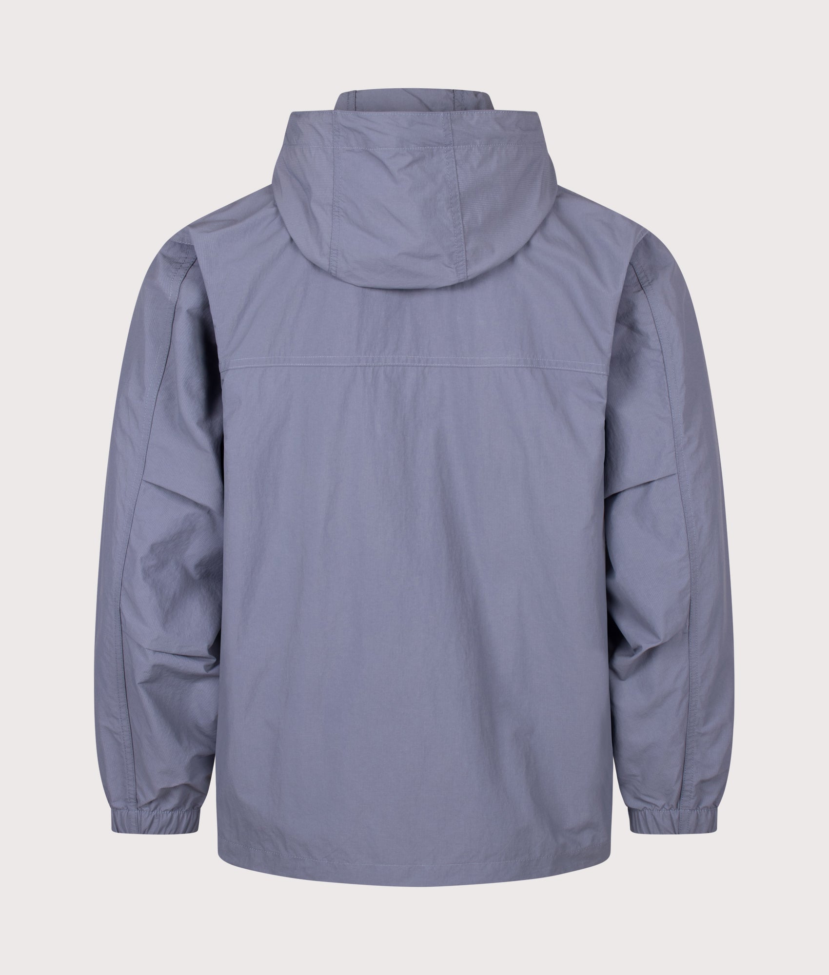 Snow Peak Regular Fit Nylon Double Rip Jacket in Light Blue at EQVVS Menswear. Back shot.