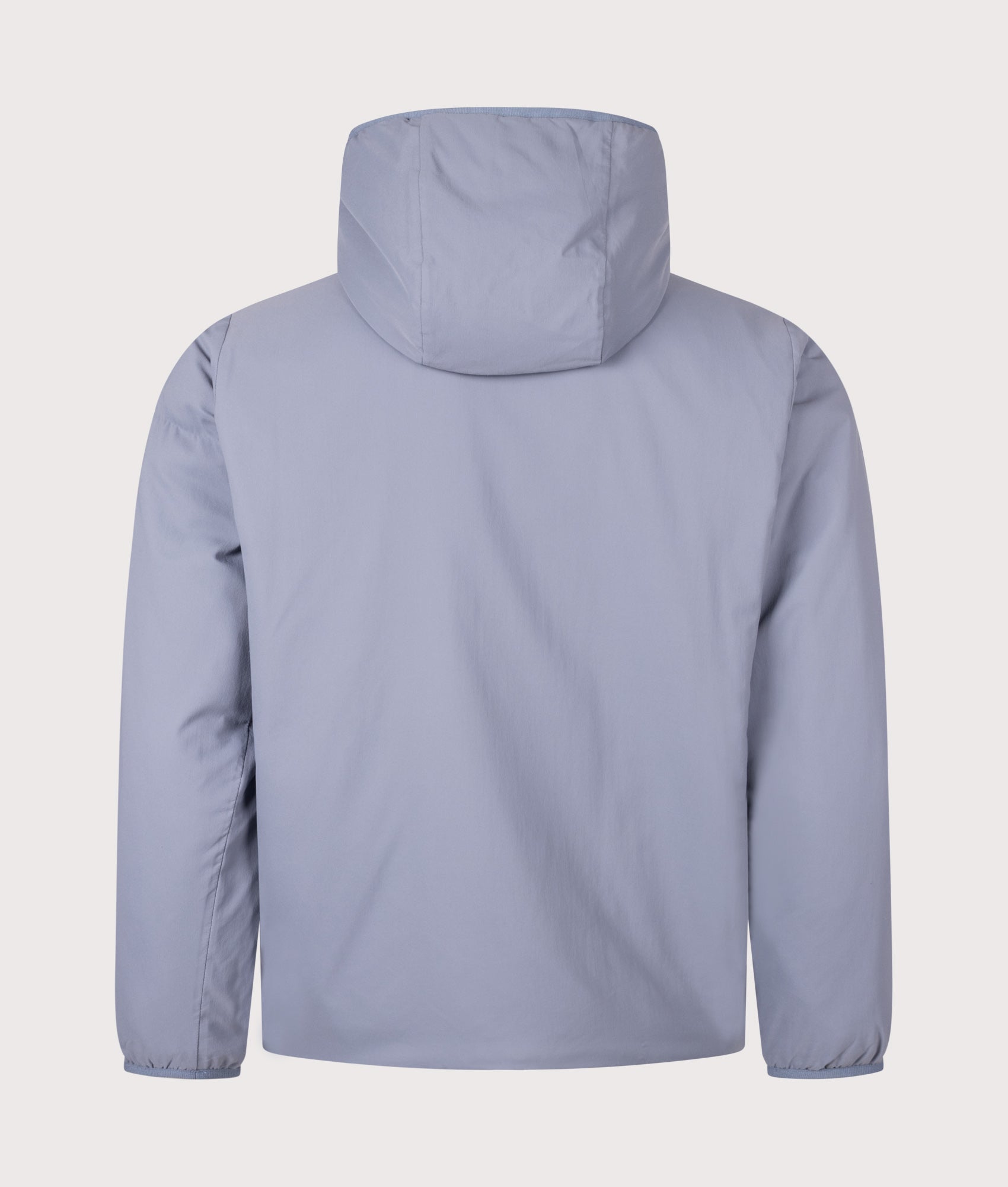 Snow Peak Regular Fit Flexible Insulated Zip Parka in Light Blue at EQVVS Menswear. Back shot.