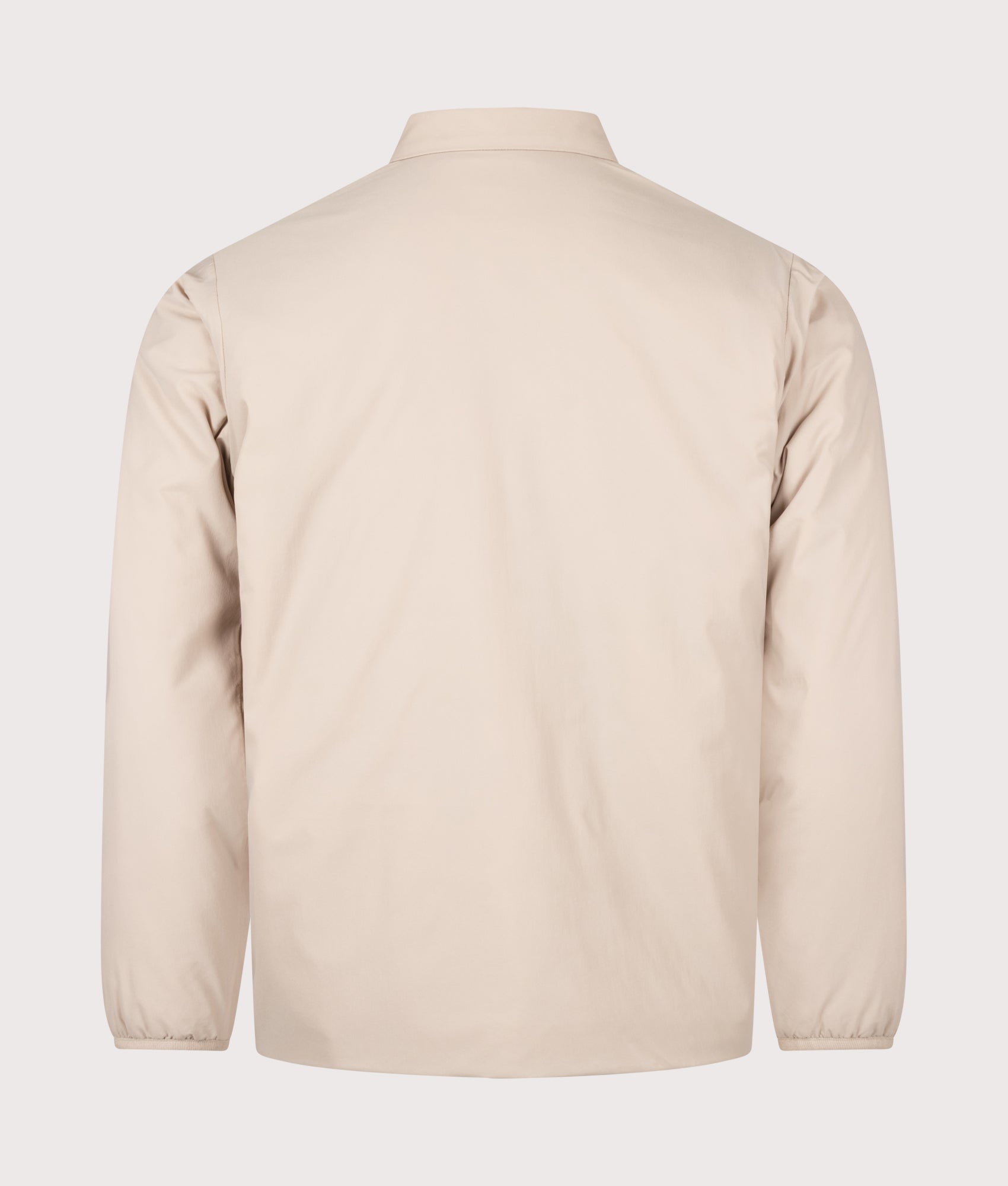 Snow Peak Regular Fit Flexible Insulated Shirt in Light Brown at EQVVS Menswear. Back shot.