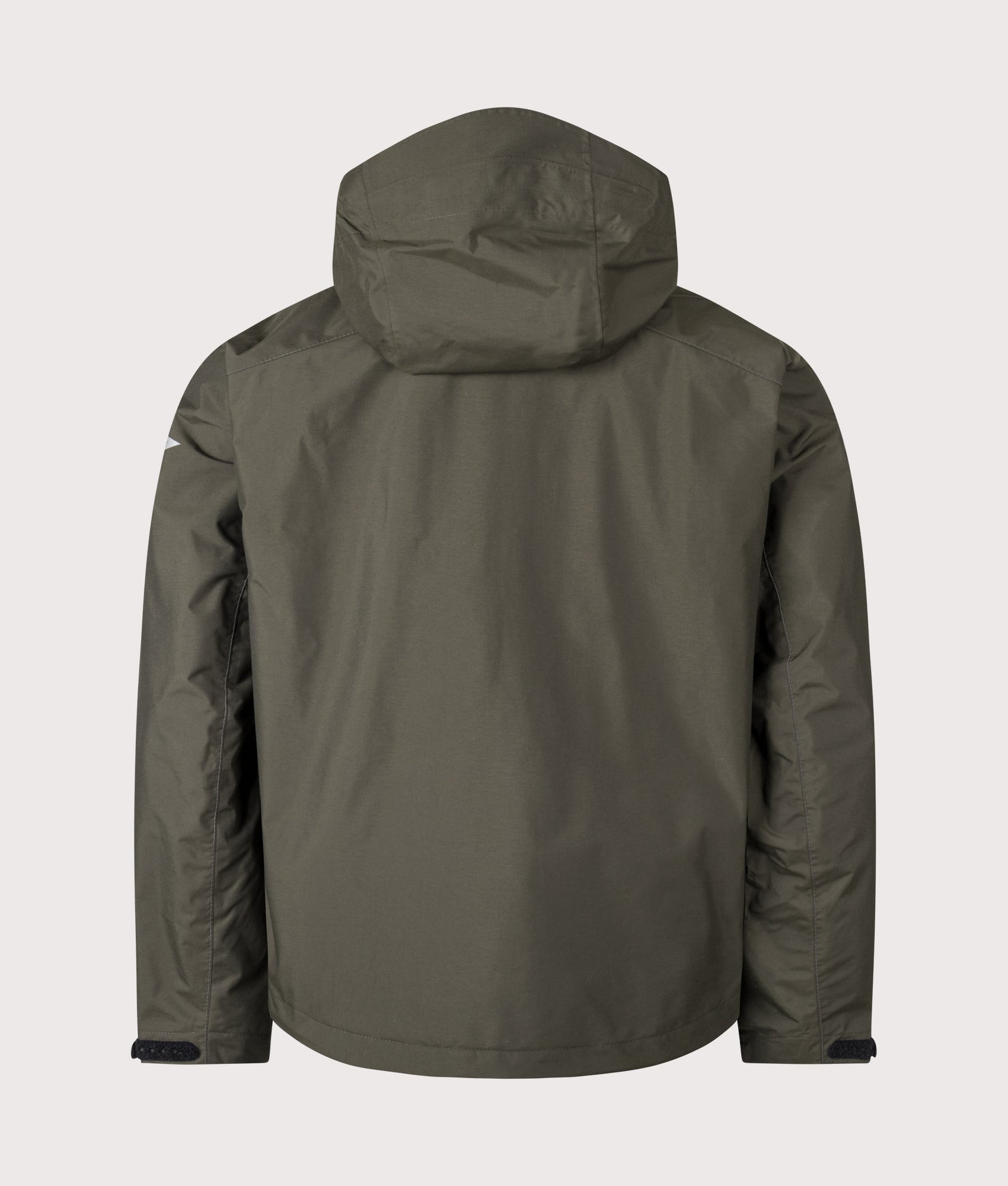And Wander 2.5L Hiker Rain Jacket in Khaki at EQVVS Menswear. Back shot.
