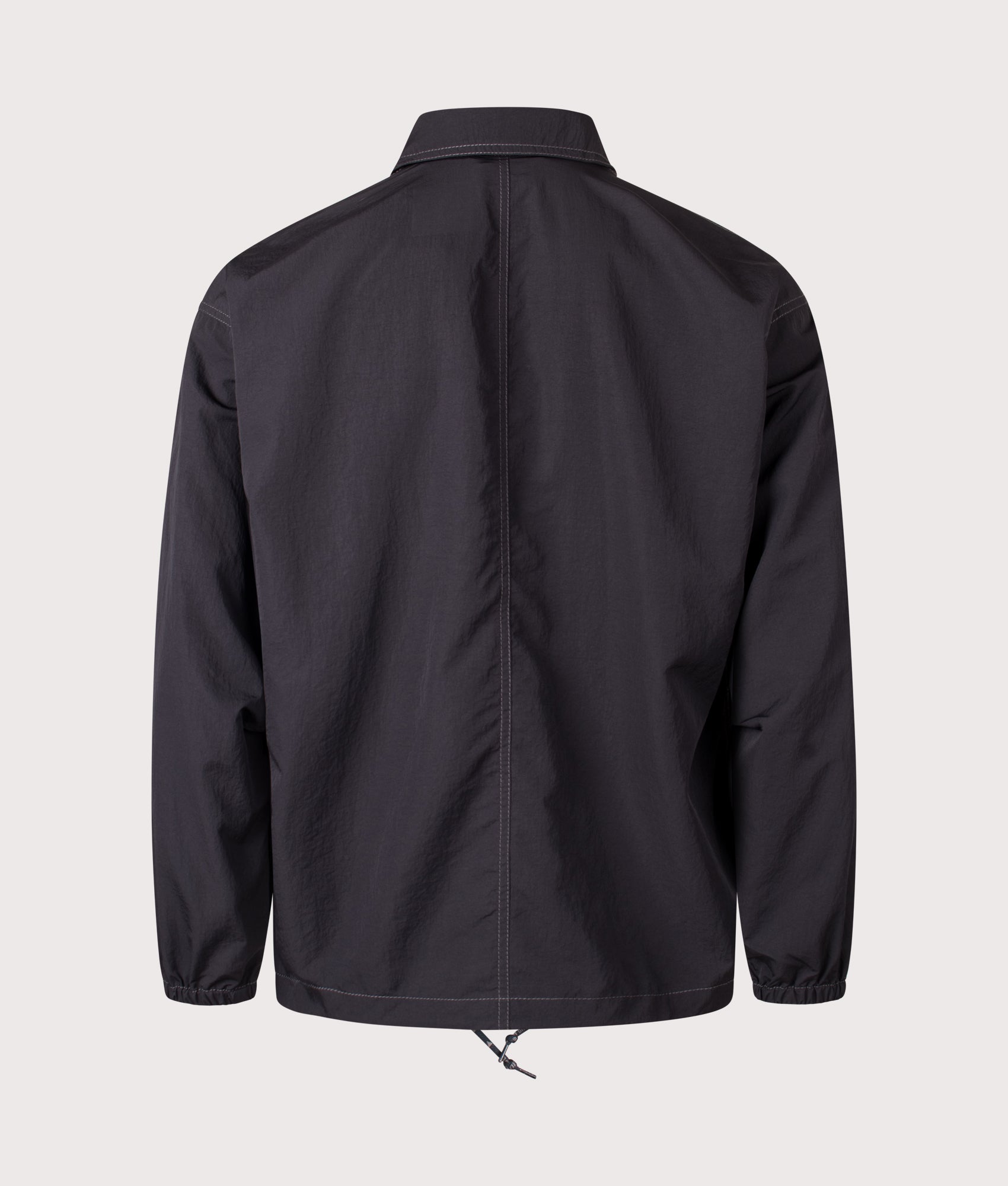 And Wander Crinkled Nylon Overshirt Jacket in Black at EQVVS Menswear. Back shot.