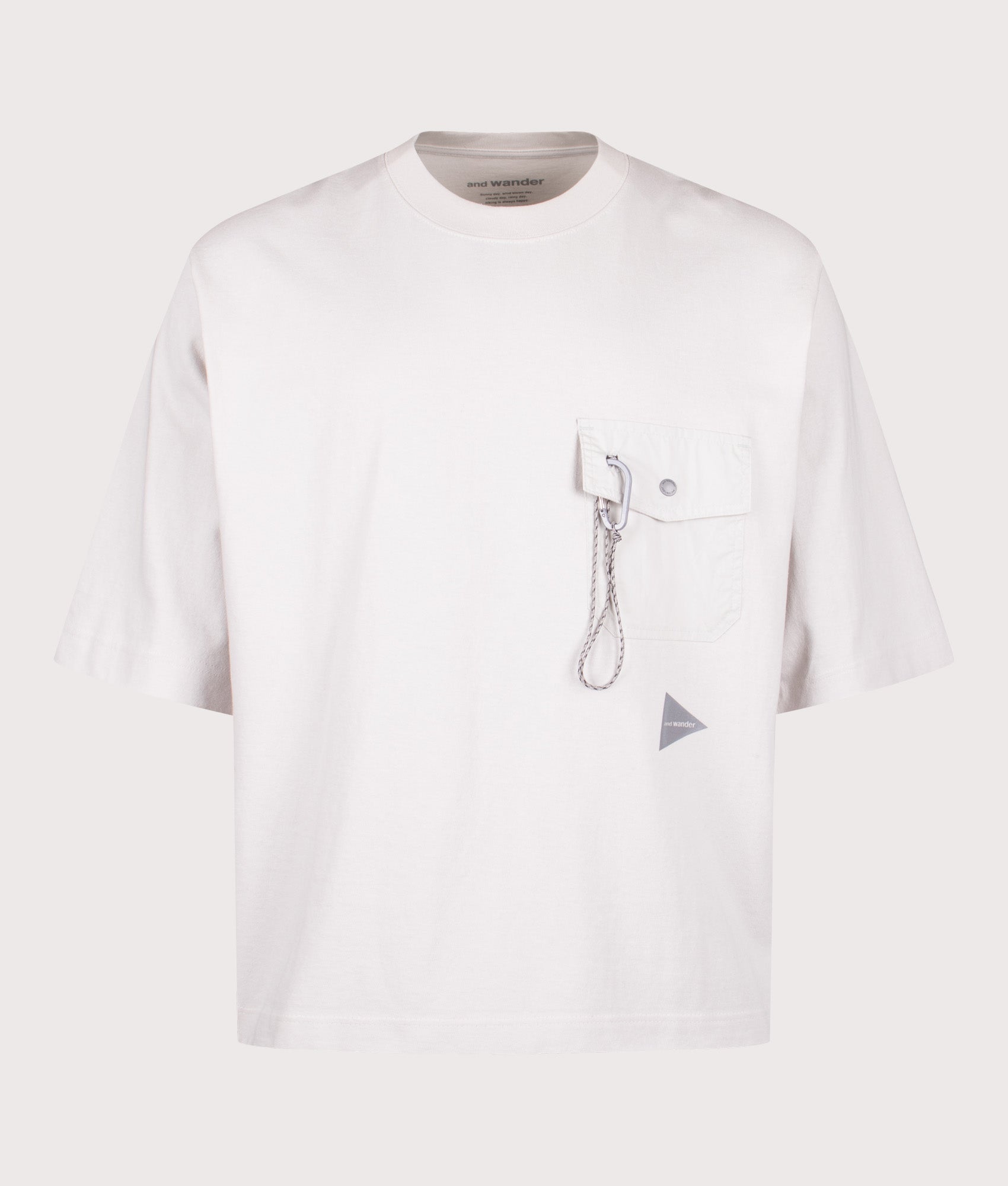 and wander Heavy Cotton Pocket HS T-Shirt in L.Grey at EQVVS Menswear. Front shot.