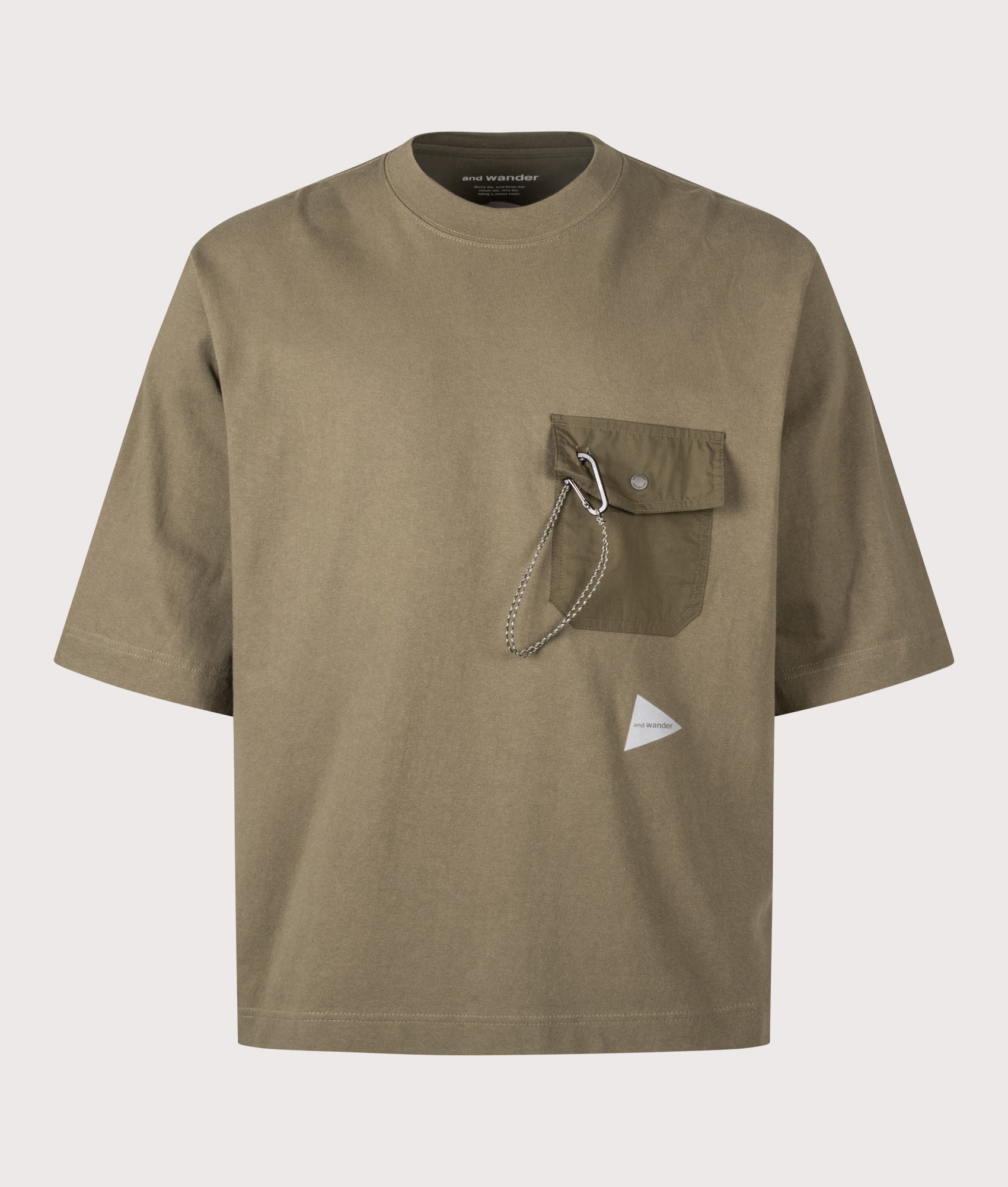 and wander Heavy Cotton Pocket HS T-Shirt arrives in Khaki at EQVVS Menswear. Front shot.