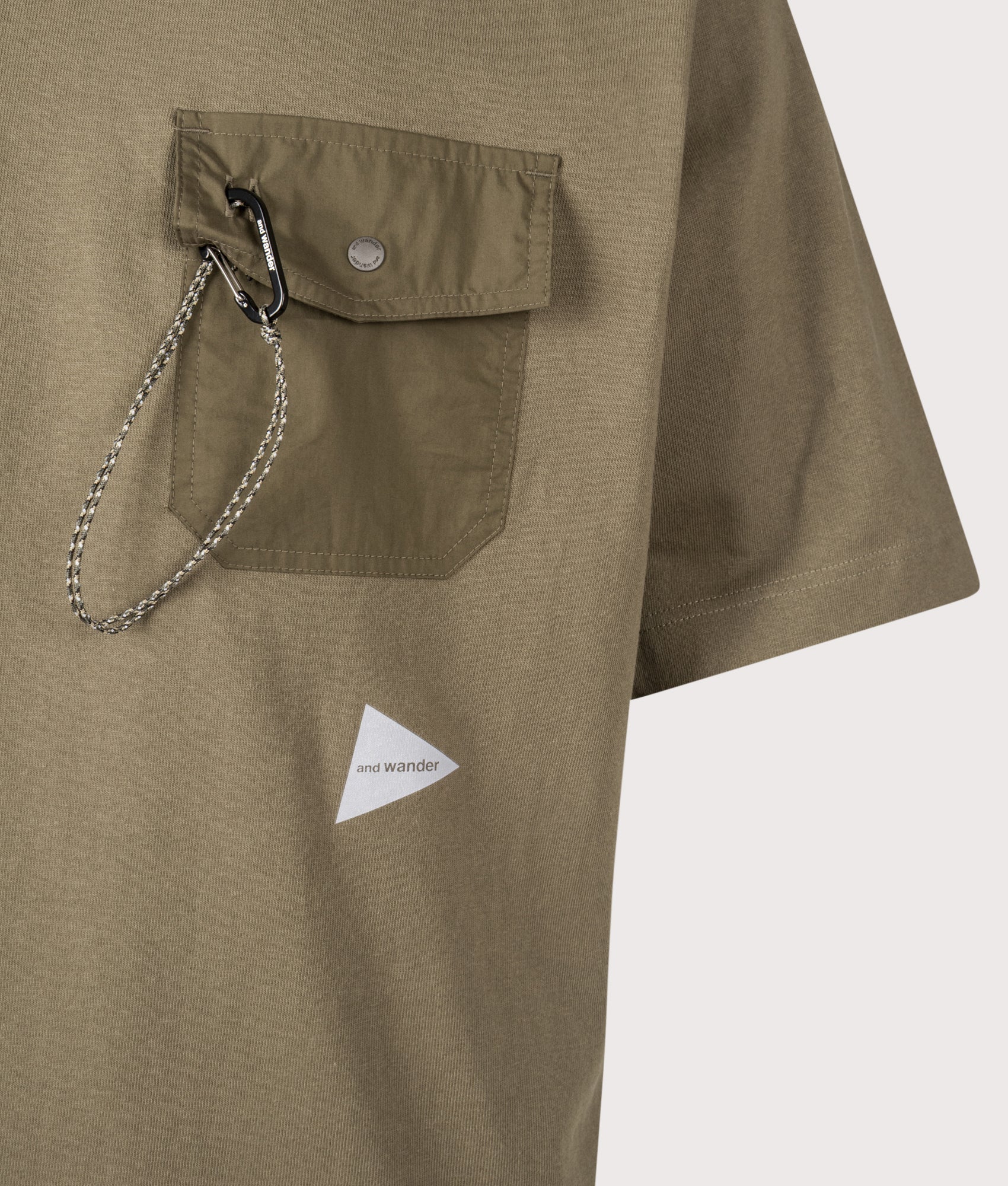 and wander Heavy Cotton Pocket HS T-Shirt arrives in Khaki at EQVVS Menswear. Detail shot.